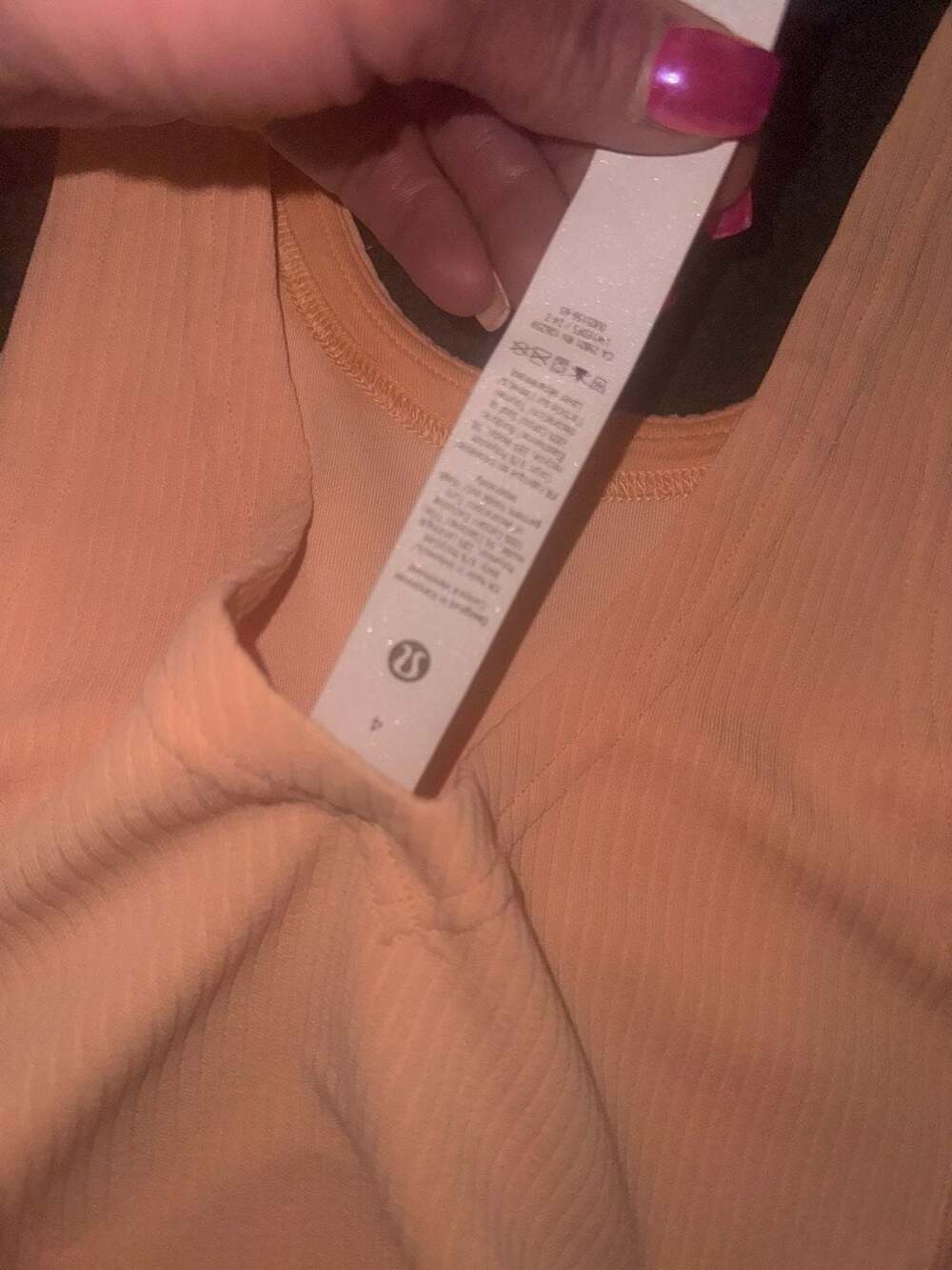 Lululemon Ribbed Softstreme Cropped Tank Top in Peach Bellini - Picture 3 of 3